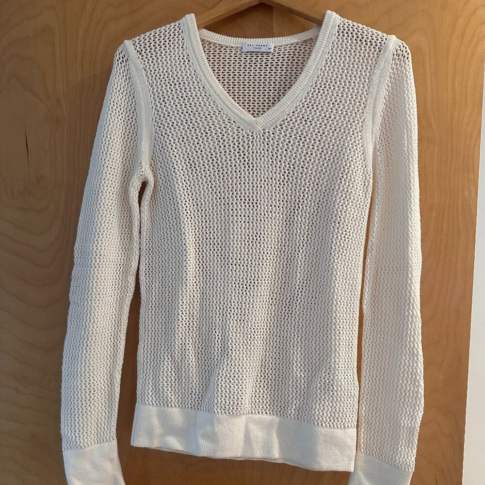 Equipment Open Knit V Neck Sweater
